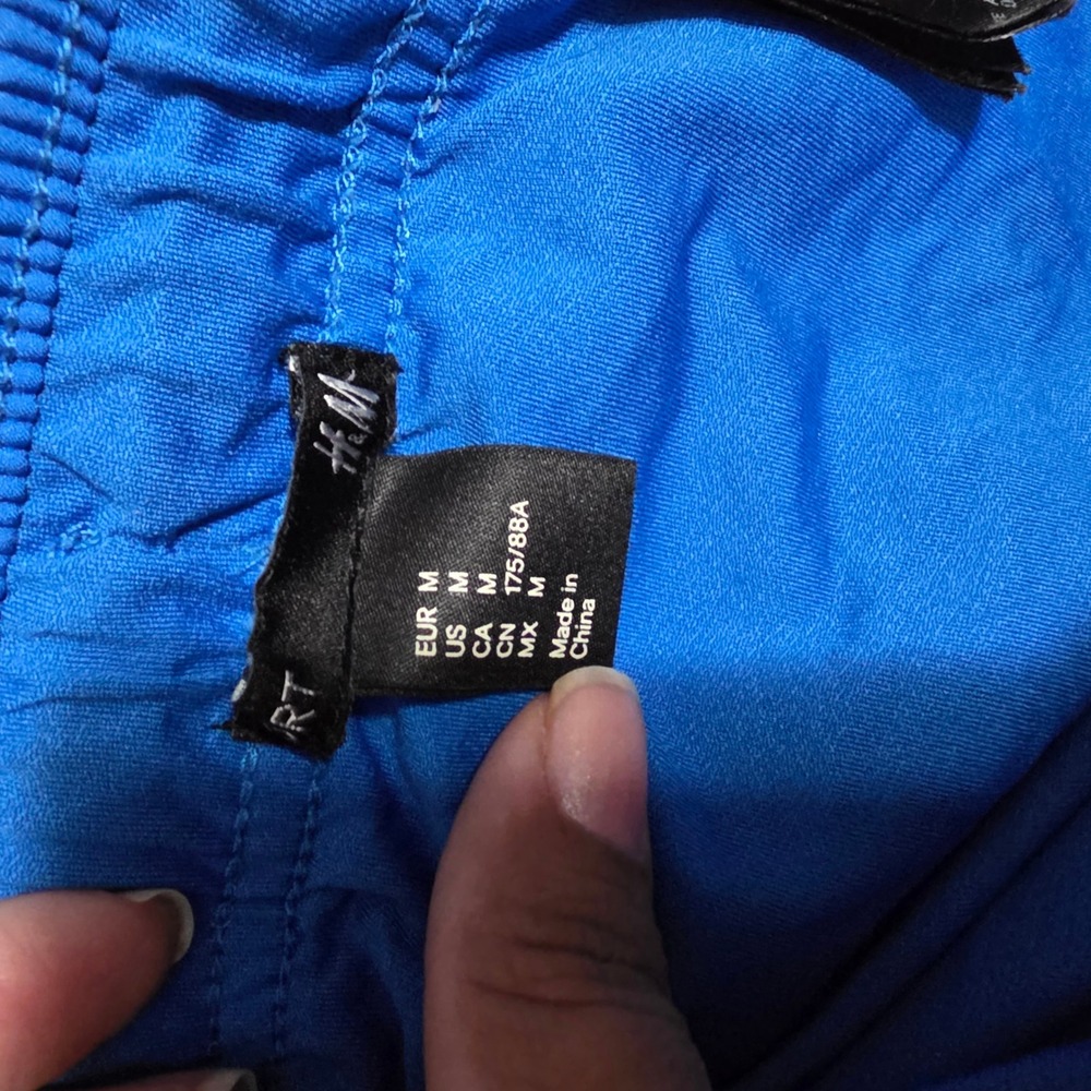 H&M Sport Women Blue Athletic Running Shorts Medium Orange Drawstring Pockets - Picture 4 of 5
